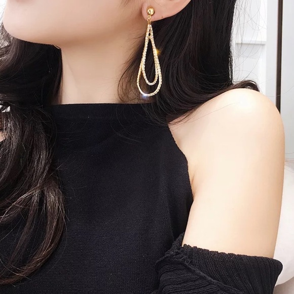 NEW 18K YELLOW GOLD DIAMOND DROP EARRINGS - Picture 6 of 6